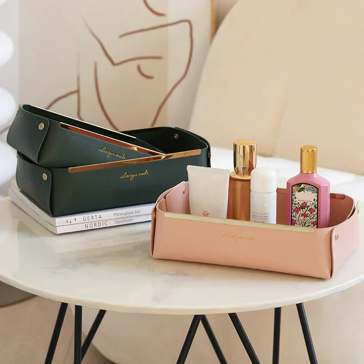 Faux Leather Cosmetic Tray