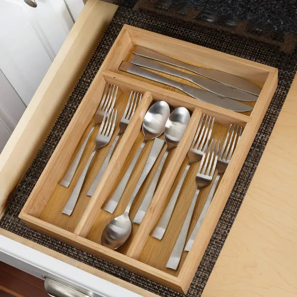 4 Compartment Bamboo Cutlery Tray