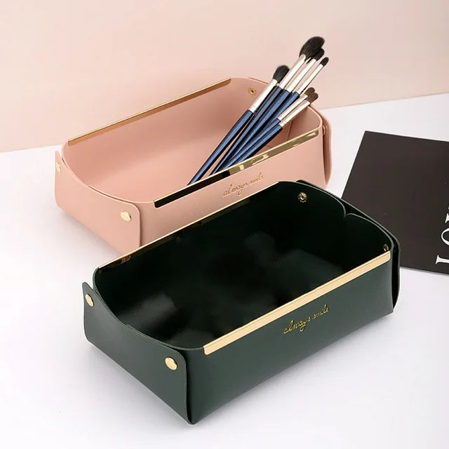 Faux Leather Cosmetic Tray