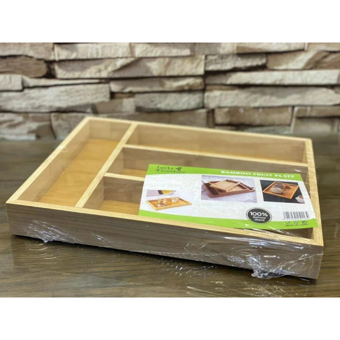 4 Compartment Bamboo Cutlery Tray