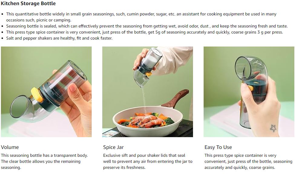 Detachable Curved Mouth Condiment Canister