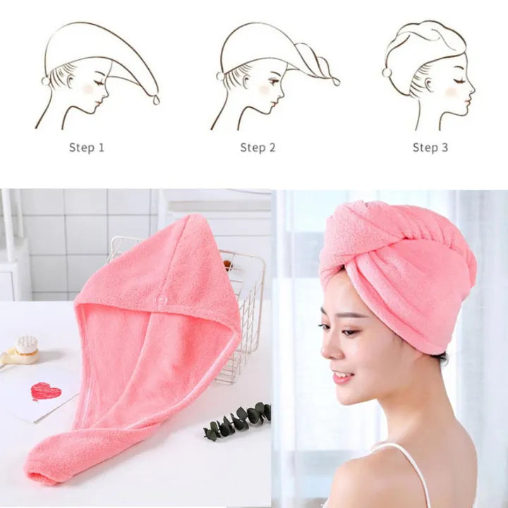 Microfiber hair Cap Towel (Random Color)